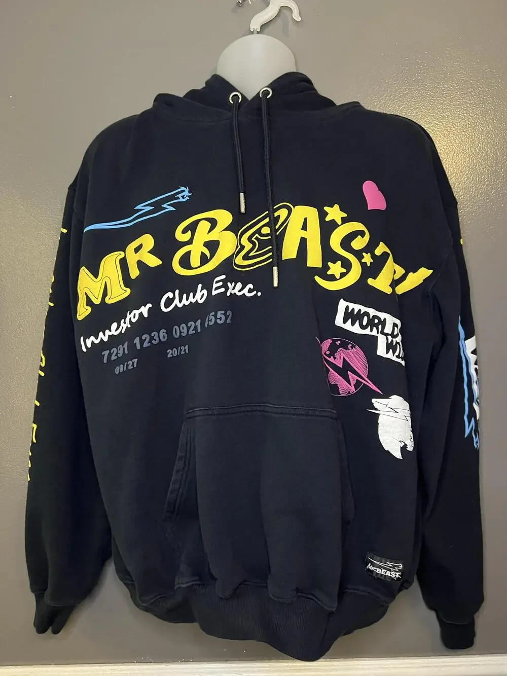 MrBeast Hoodie Mens 2XL Black Investor Club Exec Graphic Fleece Sweatshirt